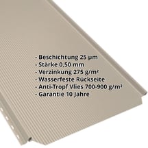 Stehfalzblech PD-510-S | Nano | Anti-Tropf 700 g/m² Stahl 0,50 mm | 25 µm Polyester | 1015 - Hellelfenbein Stehfalzblech PD-510-S | Nano | Anti-Tropf 700 g/m² | Stahl 0,50 mm | 25 µm Polyester | 1015 - Hellelfenbein #2