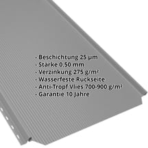 Stehfalzblech PD-510-S | Nano | Anti-Tropf 700 g/m² Stahl 0,50 mm | 25 µm Polyester | 9006 - Weissaluminium Stehfalzblech PD-510-S | Nano | Anti-Tropf 700 g/m² | Stahl 0,50 mm | 25 µm Polyester | 9006 - Weissaluminium #2