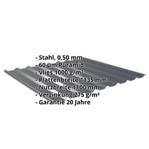 Trapezblech 20/1100 | Dach | Anti-Tropf 1000 g/m² | Stahl 0,50 mm | 60 µm Puramid | 7016 - Anthrazitgrau #2