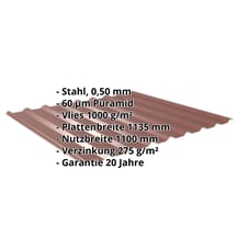 Trapezblech 20/1100 | Dach | Anti-Tropf 1000 g/m² | Stahl 0,50 mm | 60 µm Puramid | 8012 - Rotbraun #2
