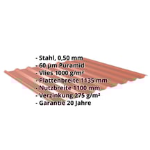 Trapezblech 20/1100 | Dach | Anti-Tropf 1000 g/m² | Stahl 0,50 mm | 60 µm Puramid | 8004 - Kupferbraun #2