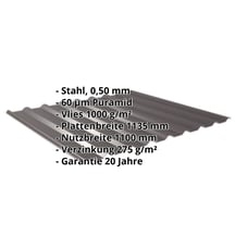 Trapezblech 20/1100 | Dach | Anti-Tropf 1000 g/m² | Stahl 0,50 mm | 60 µm Puramid | 8017 - Schokoladenbraun #2