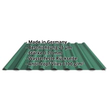 Trapezblech 20/1100 | Dach | Anti-Tropf 1000 g/m² | Aluminium 0,70 mm | 25 µm Polyester | 6005 - Moosgrün #2
