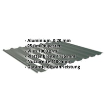 Trapezblech 20/1100 | Dach | Anti-Tropf 1000 g/m² | Aluminium 0,70 mm | 25 µm Polyester | 6005 - Moosgrün #2