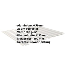 Trapezblech 20/1100 | Dach | Anti-Tropf 1000 g/m² | Aluminium 0,70 mm | 25 µm Polyester | 9006 - Weißaluminium #2