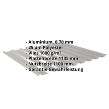 Trapezblech 20/1100 | Dach | Anti-Tropf 1000 g/m² Aluminium 0,70 mm | 25 µm Polyester | 9007 - Graualuminium Trapezblech 20/1100 | Dach | Anti-Tropf 1000 g/m² | Aluminium 0,70 mm | 25 µm Polyester | 9007 - Graualuminium #2