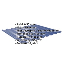 Trapezblech 20/1100 | Dach | Anti-Tropf 2400 g/m² | Stahl 0,50 mm | 25 µm Polyester | 5010 - Enzianblau #2