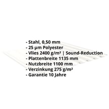 Trapezblech 20/1100 | Dach | Anti-Tropf 2400 g/m² | Stahl 0,50 mm | 25 µm Polyester | 9010 - Reinweiß #2