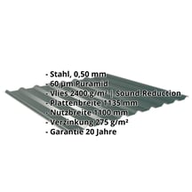 Trapezblech 20/1100 | Dach | Anti-Tropf 2400 g/m² | Stahl 0,50 mm | 60 µm Puramid | 6005 - Moosgrün #2