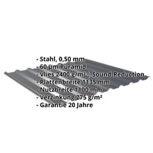 Trapezblech 20/1100 | Dach | Anti-Tropf 2400 g/m² | Stahl 0,50 mm | 60 µm Puramid | 7016 - Anthrazitgrau #2