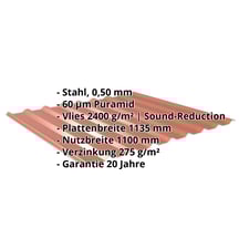 Trapezblech 20/1100 | Dach | Anti-Tropf 2400 g/m² | Stahl 0,50 mm | 60 µm Puramid | 8004 - Kupferbraun #2