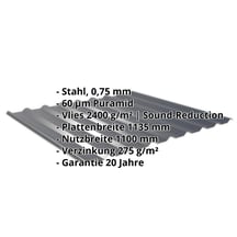 Trapezblech 20/1100 | Dach | Anti-Tropf 2400 g/m² | Stahl 0,75 mm | 60 µm Puramid | 7016 - Anthrazitgrau #2
