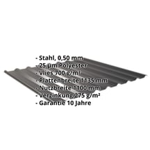 Trapezblech 20/1100 | Dach | Anti-Tropf 700 g/m² | Stahl 0,50 mm | 25 µm Polyester | 9005 - Tiefschwarz #2