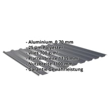 Trapezblech 20/1100 | Dach | Anti-Tropf 700 g/m² Aluminium 0,70 mm | 25 µm Polyester | 7016 - Anthrazitgrau Trapezblech 20/1100 | Dach | Anti-Tropf 700 g/m² | Aluminium 0,70 mm | 25 µm Polyester | 7016 - Anthrazitgrau #2