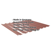 Trapezblech 20/1100 | Dach | Anti-Tropf 700 g/m² | Aluminium 0,70 mm | 25 µm Polyester | 8012 - Rotbraun #2