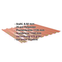 Trapezblech 20/1100 | Dach | Stahl 0,50 mm | 25 µm Polyester | 8004 - Kupferbraun #2