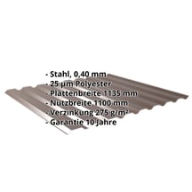 Trapezblech 20/1100 | Wand | Sonderposten | Stahl 0,40 mm | 25 µm Polyester | 8014 - Sepiabraun #2