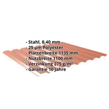 Trapezblech 20/1100 | Wand | Sonderposten | Stahl 0,40 mm | 25 µm Polyester | 8004 - Kupferbraun #2