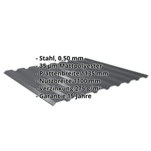 Trapezblech 20/1100 | Wand | Stahl 0,50 mm | 35 µm Mattpolyester | 23 - Dunkelgrau #2