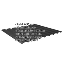 Trapezblech 20/1100 | Wand Stahl 0,50 mm | 80 µm Shimoco | 9005 - Tiefschwarz Trapezblech 20/1100 | Wand | Stahl 0,50 mm | 80 µm Shimoco | 9005 - Tiefschwarz #2