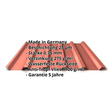 Trapezblech 35/207 | Dach | Anti-Tropf 1000 g/m² | Aktionsblech | Stahl 0,75 mm | 25 µm Polyester | 8004 - Kupferbraun #2