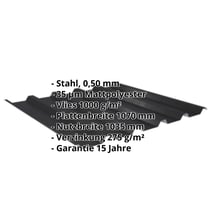 Trapezblech 35/207 | Dach | Anti-Tropf 1000 g/m² | Stahl 0,50 mm | 35 µm Mattpolyester | 33 - Schwarz #2