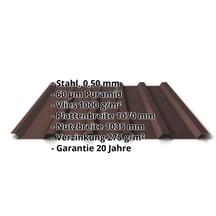 Trapezblech 35/207 | Dach | Anti-Tropf 1000 g/m² | Stahl 0,50 mm | 60 µm Puramid | 8017 - Schokoladenbraun #2