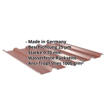 Trapezblech 35/207 | Dach | Anti-Tropf 1000 g/m² | Aluminium 0,70 mm | 25 µm Polyester | 8012 - Rotbraun #2