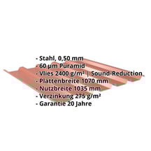 Trapezblech 35/207 | Dach | Anti-Tropf 2400 g/m² | Stahl 0,50 mm | 60 µm Puramid | 8004 - Kupferbraun #2