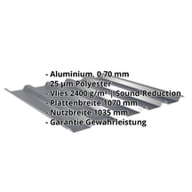 Trapezblech 35/207 | Dach | Anti-Tropf 2400 g/m² Aluminium 0,70 mm | 25 µm Polyester | 7016 - Anthrazitgrau Trapezblech 35/207 | Dach | Anti-Tropf 2400 g/m² | Aluminium 0,70 mm | 25 µm Polyester | 7016 - Anthrazitgrau #2