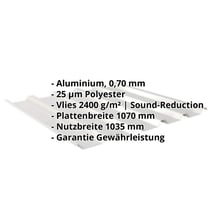 Trapezblech 35/207 | Dach | Anti-Tropf 2400 g/m² Aluminium 0,70 mm | 25 µm Polyester | 9006 - Weißaluminium Trapezblech 35/207 | Dach | Anti-Tropf 2400 g/m² | Aluminium 0,70 mm | 25 µm Polyester | 9006 - Weißaluminium #2