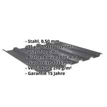 Trapezblech 35/207 | Dach | Anti-Tropf 700 g/m² | Stahl 0,50 mm | 35 µm Mattpolyester | 23 - Dunkelgrau #2