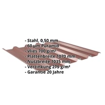 Trapezblech 35/207 | Dach | Anti-Tropf 700 g/m² | Stahl 0,50 mm | 60 µm Puramid | 8012 - Rotbraun #2