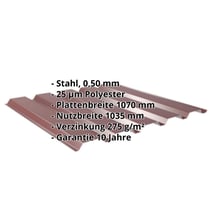 Trapezblech 35/207 | Wand | Stahl 0,50 mm | 25 µm Polyester | 3005 - Weinrot #2