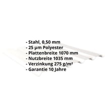 Trapezblech 35/207 | Wand | Stahl 0,50 mm | 25 µm Polyester | 9010 - Reinweiß #2