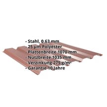 Trapezblech 35/207 | Wand | Stahl 0,63 mm | 25 µm Polyester | 8012 - Rotbraun #2