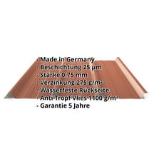 Trapezblech 45/333 | Dach | Anti-Tropf 1000 g/m² | Aktionsblech | Stahl 0,75 mm | 25 µm Polyester | 8004 - Kupferbraun #2