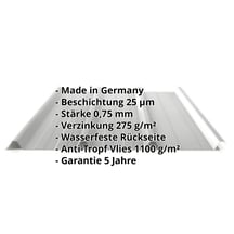 Trapezblech 45/333 | Dach | Anti-Tropf 1000 g/m² | Aktionsblech | Stahl 0,75 mm | 25 µm Polyester | 9006 - Weißaluminium #2