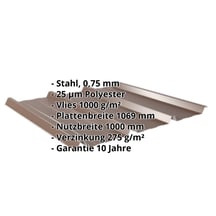 Trapezblech 45/333 | Dach | Anti-Tropf 1000 g/m² | Stahl 0,75 mm | 25 µm Polyester | 8011 - Nussbraun #2
