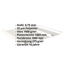 Trapezblech 45/333 | Dach | Anti-Tropf 1000 g/m² | Stahl 0,75 mm | 25 µm Polyester | 9002 - Grauweiß #2