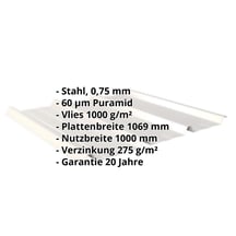 Trapezblech 45/333 | Dach | Anti-Tropf 1000 g/m² | Stahl 0,75 mm | 60 µm Puramid | 9002 - Grauweiß #2
