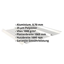 Trapezblech 45/333 | Dach | Anti-Tropf 1000 g/m² | Aluminium 0,70 mm | 25 µm Polyester | 9006 - Weißaluminium #2