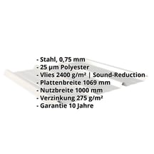 Trapezblech 45/333 | Dach | Anti-Tropf 2400 g/m² | Stahl 0,75 mm | 25 µm Polyester | 9006 - Weißaluminium #2