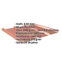 Trapezblech 45/333 | Dach | Anti-Tropf 2400 g/m² | Stahl 0,50 mm | 60 µm Puramid | 8004 - Kupferbraun #2