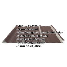 Trapezblech 45/333 | Dach | Anti-Tropf 2400 g/m² | Stahl 0,50 mm | 60 µm Puramid | 8017 - Schokoladenbraun #2