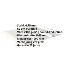 Trapezblech 45/333 | Dach | Anti-Tropf 2400 g/m² | Stahl 0,75 mm | 60 µm Puramid | 9002 - Grauweiß #2