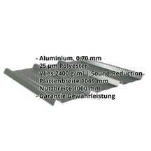 Trapezblech 45/333 | Dach | Anti-Tropf 2400 g/m² | Aluminium 0,70 mm | 25 µm Polyester | 6005 - Moosgrün #2
