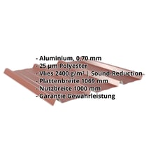 Trapezblech 45/333 | Dach | Anti-Tropf 2400 g/m² | Aluminium 0,70 mm | 25 µm Polyester | 8012 - Rotbraun #2