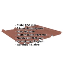 Trapezblech 45/333 | Dach | Anti-Tropf 700 g/m² | Stahl 0,50 mm | 35 µm Mattpolyester | 75 - Ziegelrot #2