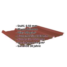 Trapezblech 45/333 | Dach | Anti-Tropf 700 g/m² | Stahl 0,50 mm | 80 µm Shimoco | 3009 - Oxidrot #2